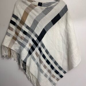 Plaid Fringe Poncho